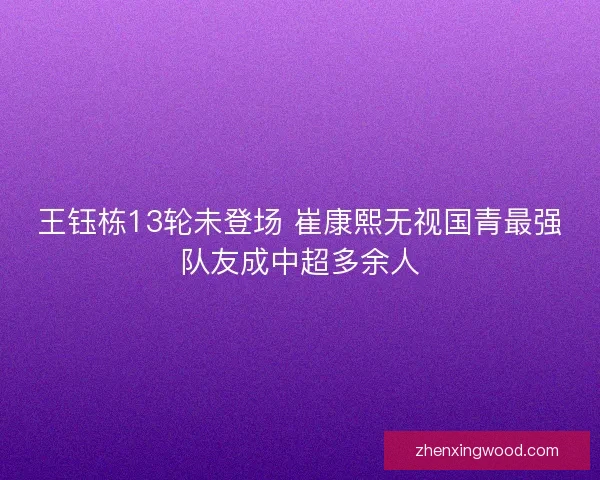 王钰栋13轮未登场 崔康熙无视国青最强队友成中超多余人 王钰栋13轮未登场 崔康熙无视国青最强队友成中超多余人