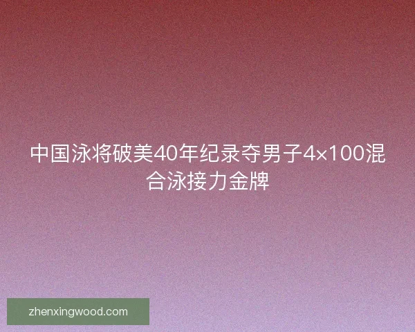 中国泳将破美40年纪录夺男子4×100混合泳接力金牌 中国泳将破美40年纪录夺男子4×100混合泳接力金牌