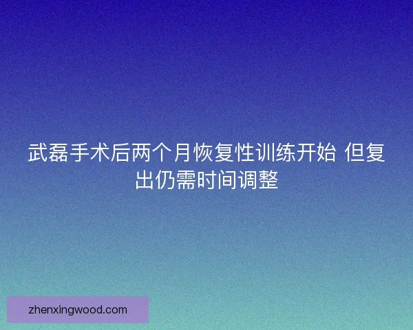 武磊手术后两个月恢复性训练开始 但复出仍需时间调整