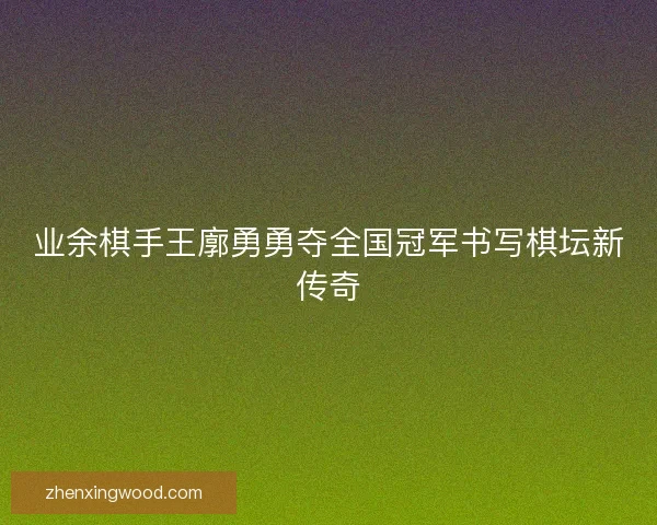 业余棋手王廓勇勇夺全国冠军书写棋坛新传奇
