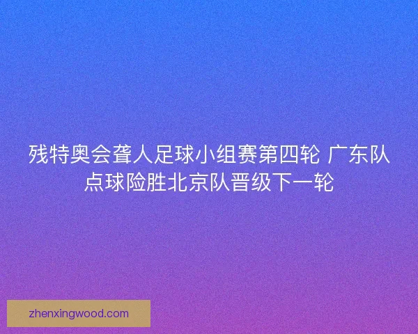 残特奥会聋人足球小组赛第四轮 广东队点球险胜北京队晋级下一轮 残特奥会聋人足球小组赛第四轮 广东队点球险胜北京队晋级下一轮